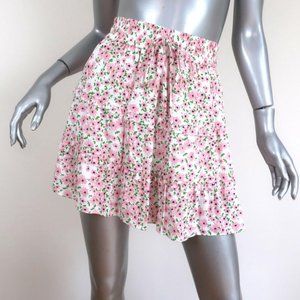 Alice + Olivia Vinita Tiered Floral Miniskirt in Monterey Ditsy Soft White SZ 4